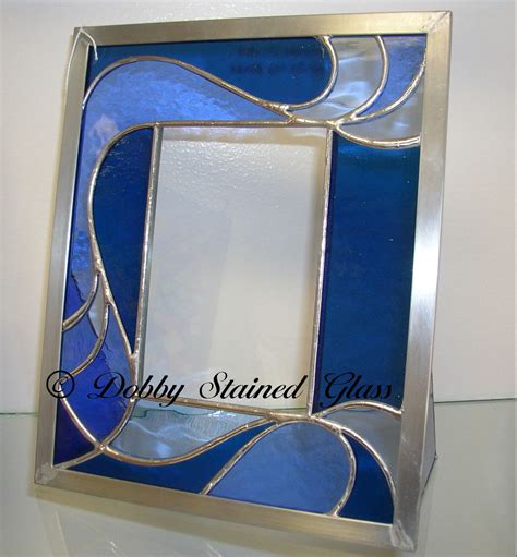 Stained Glass Blue Wave Picture Frame Stained Glass Mirror Glass Picture Frames Stained