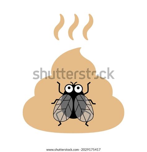 Flies Poop Cartoon Style Vector Illustration Stock Vector Royalty Free