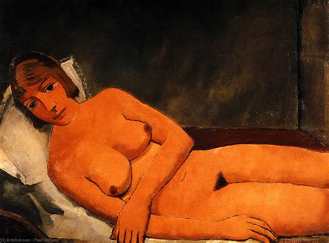 Gravura De Qualidade De Museu Reclining Nude Por Paul Delvaux Inspirado Por