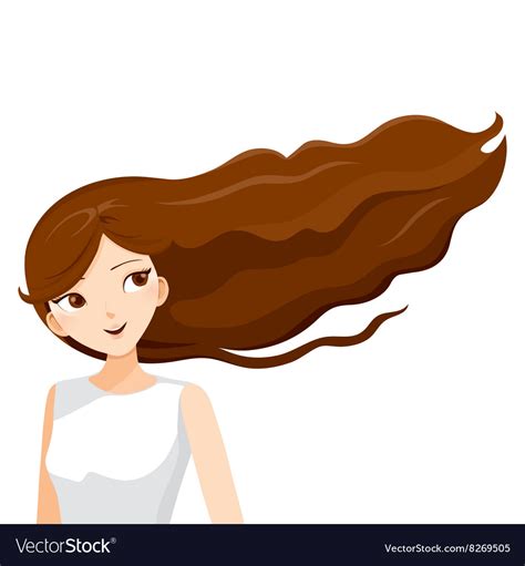 Young Woman With Long Curly Brown Hair Royalty Free Vector