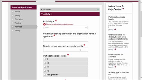 The common app gives you prompts for the personal statement, but we tell you what strong and effective responses look like. Common Application walkthrough part 6: Activities - YouTube