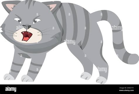 Grey Angry Cat Stock Vector Images Alamy