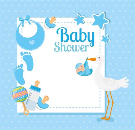 Tarjeta De Baby Shower Con Cigüeña Y Decoración 2704998 Vector En Vecteezy