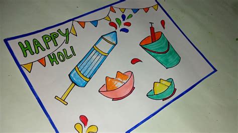 Holi Drawing Easyhow To Draw Holi Poster Happy Holi Drawing