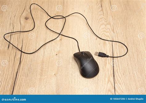 Black Computer Mouse On The Table Stock Photo Image Of Plastic