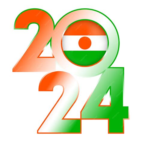Баннер с новым 2024 годом с флагом нигера внутри векторной иллюстрации