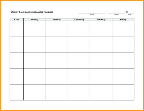 Free Printable Monday To Friday Weekly Planner