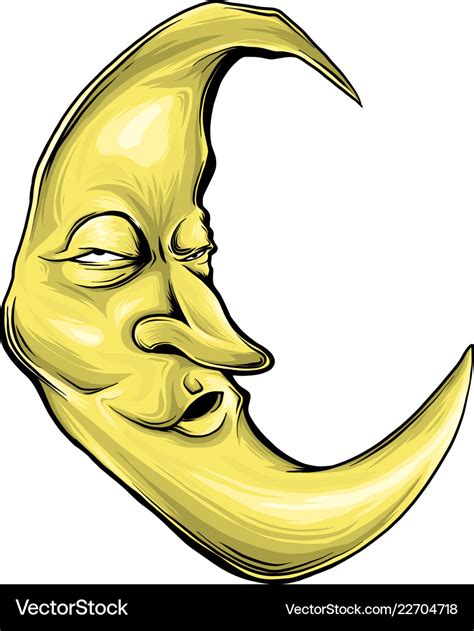 Cartoon Crescent Moon With Face Royalty Free Vector Image