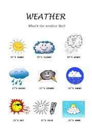 Spanish language tutorial includes a complete vocabulary and grammar review of the spanish language (much more than what is available online), transcripts of authentic spanish videos, and spanish realia photos. weather - ESL worksheet by fraky