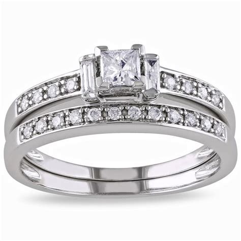 Miadora 14k White Gold 12ct Tdw Diamond Princess Cut Bridal Ring Set