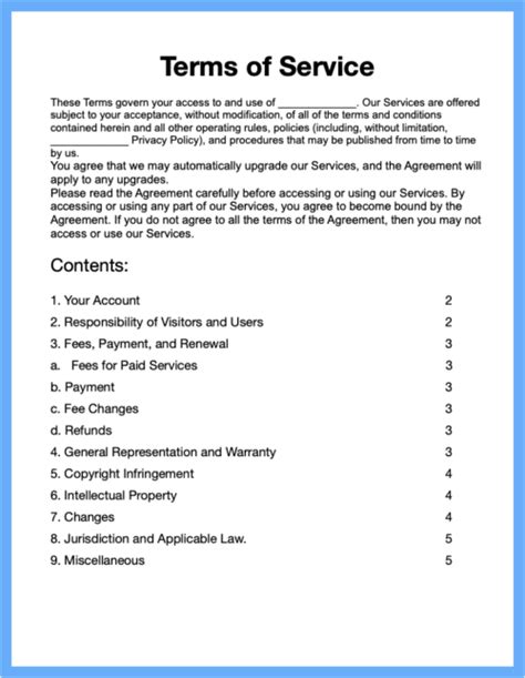 Free Terms And Conditions Template Download No E Mail Required