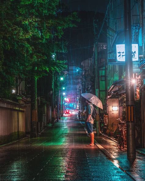 Itap Of A Rainy Day In Kyoto Japan City Art Night Street