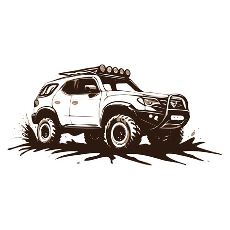 Ai Generated Black White Off Road Car With Mud Illustration 36431342 Png
