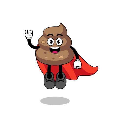 Premium Vector Poop Cartoon With Flying Superhero