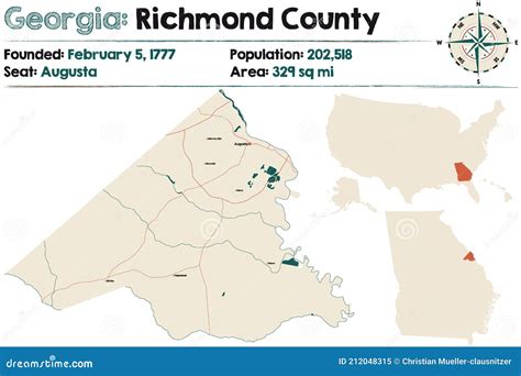 Map Of Richmond County In Georgia Stock Vector Illustration Of