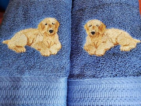Custom Embroidered Goldendoodle Dog Hand Towel Set Etsy Embroidered