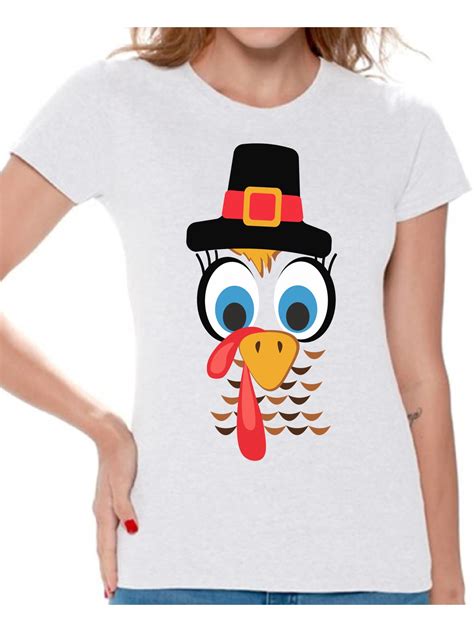 Awkward Styles Turkey Shirt For Women Thanksgiving Turkey Face T Shirt
