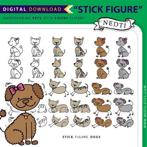 Dogs And Cats Pet Doodle Clipart Animal Stick Figure