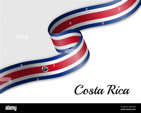 Waving Ribbon Flag Of Costa Rica Template For Independence Day Banner