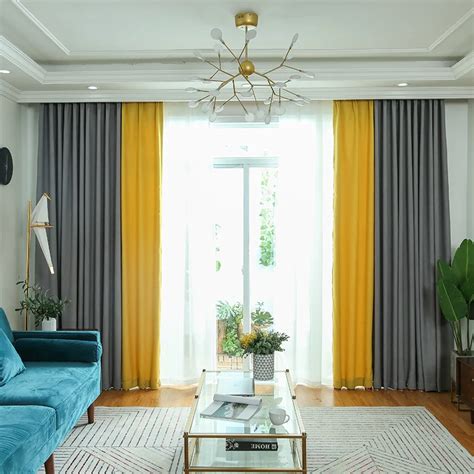 Byetee Solid Color Curtains For Living Room Yellow Grey Kitchen