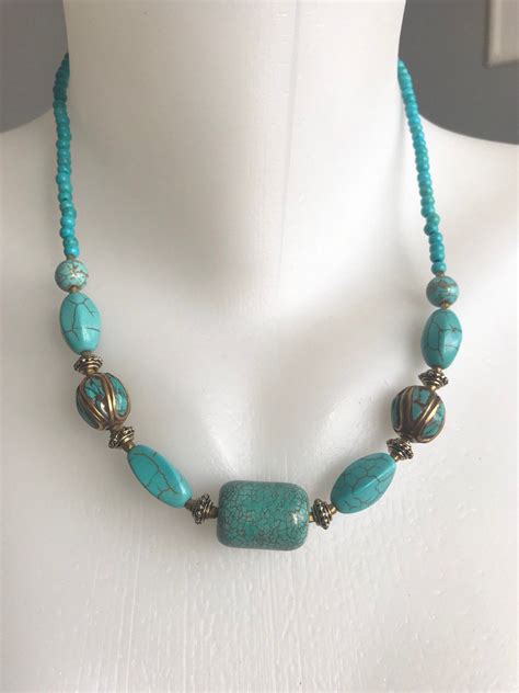 Turquoise Necklace Beaded Necklace Tibetan Necklace Ethnic