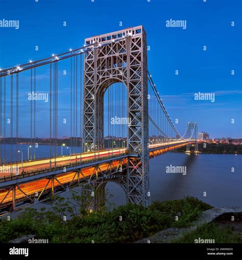 The George Washington Bridge Across The Hudson River In Evening