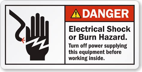 Electrical Shock Or Burn Hazard Turn Off Power Ansi Label Sku Lb