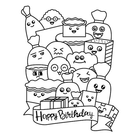 Premium Vector Happy Birthday Cartoon Doodle