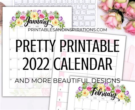 Free Printable Pretty Roses Calendar For 2022 Printables And Inspirations
