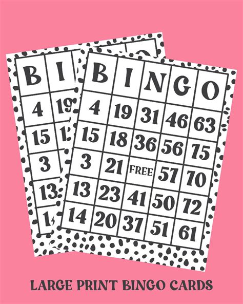 Spotted Dot Bingo Cards Large Print Bingo Cards Digital Etsy