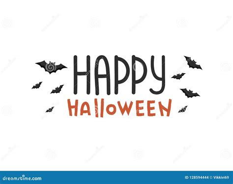Halloween Lettering Happy Halloween Text Banner With Black Bat