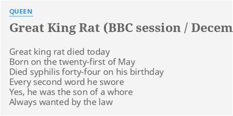 Great King Rat Bbc Session December 3rd 1973 Langham 1 Studio