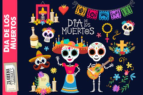Day Of The Dead Clip Art Mexican Clipart Graphic By Zlatoena Clipart