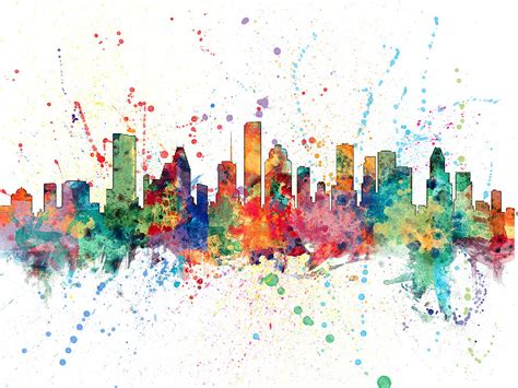 Houston Texas Skyline Digital Art By Michael Tompsett