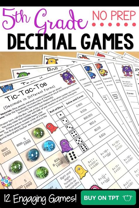 5th Grade Decimal Games For 5nbt3 And 5nbt4 Decimals 5th Grades