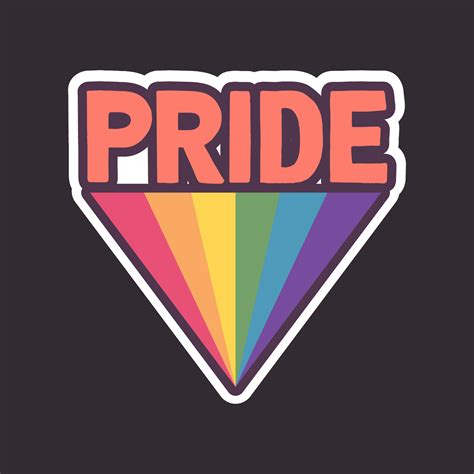 Pride Text With Rainbow Flag Badge Lgbt Symbol Gay Lesbian Bisexual