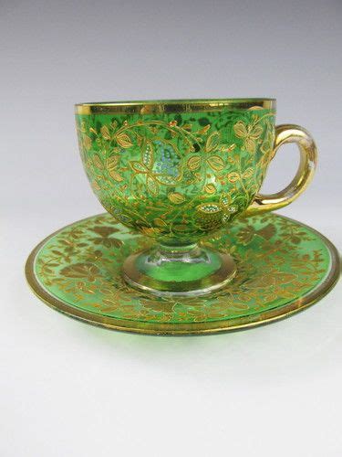 C1880 Moser Bohemian Glass Cup And Saucer Fantastic Enamel Tea Cups Tea Cup Saucer Pretty Tea