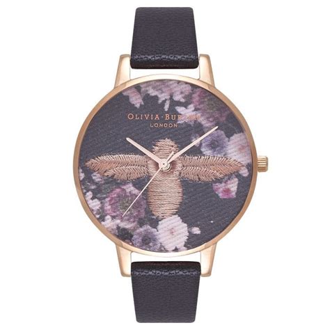 Olivia Burton Bee And Flower Embroidered Dial Watch
