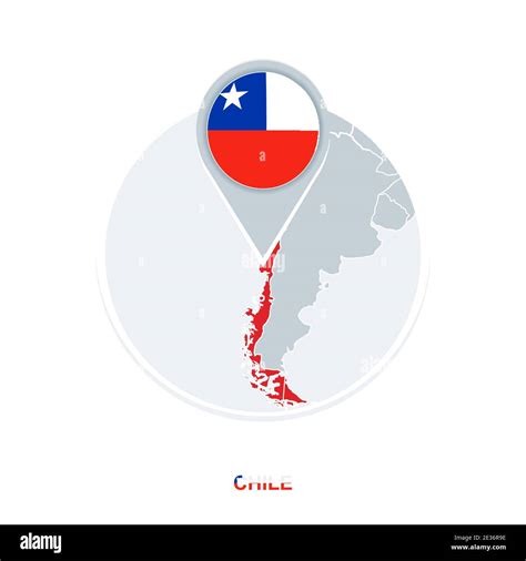 Chile Map And Flag Vector Map Icon With Highlighted Chile Stock Vector