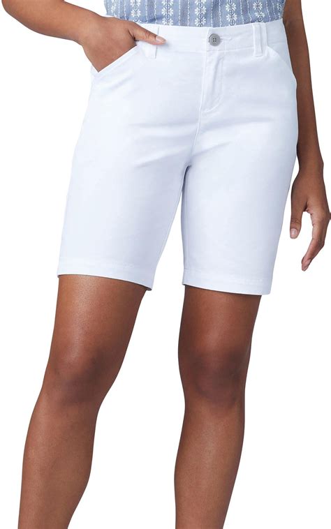 Lee Womens Petite Size Regular Fit Chino Bermuda Shorts White White