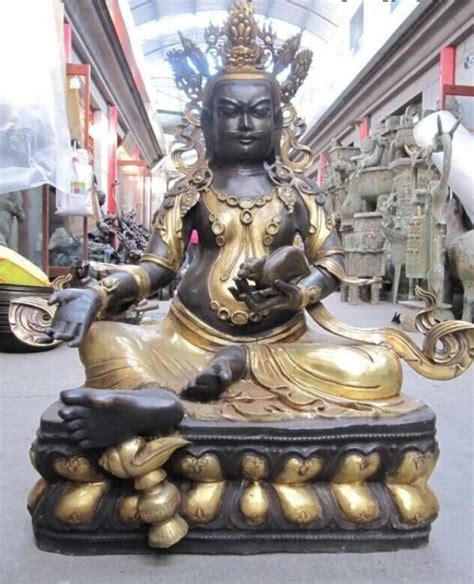 Xd 002919 Tibet Buddhism Pure Bronze Copper Gild Yellow Jambhala Buddha
