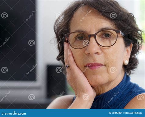 Portrait Of A Mature Woman With Glasses Stock Image Image Of Lady Adult 75847831