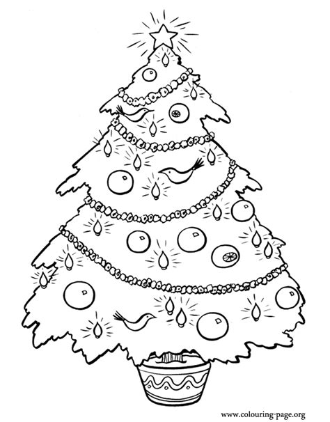 Children will have fun as they colour these pretty free christmas coloring pages during the month of december. Christmas - Decorated Christmas tree coloring page