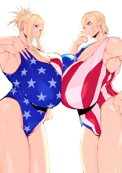 Rule 34 2girls American Flag American Flag Swimsuit Big Breasts Blonde Hair Blue Eyes Breasts