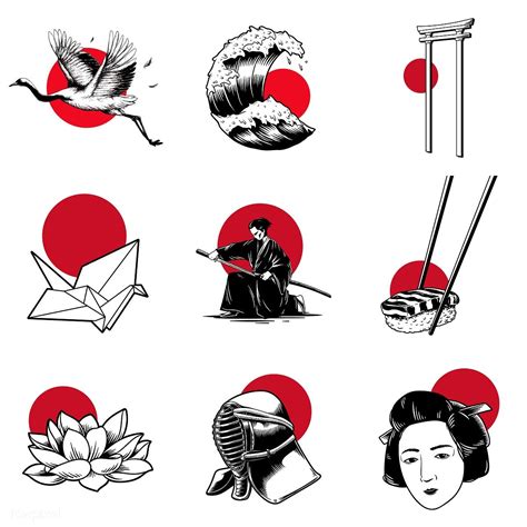 Drawing Set Of Japanese Culture Free Image By Japan