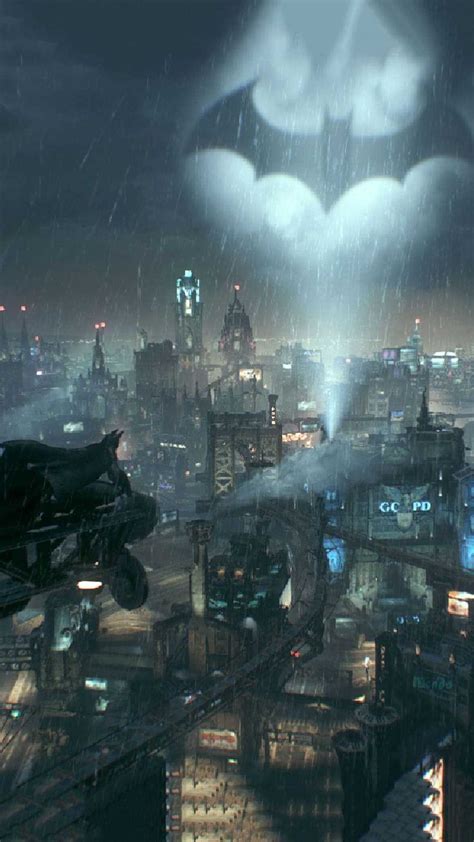 The Dark Knight Rises In Batman Arkvanis Cityscape At Night Time