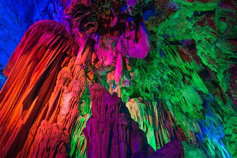 Color Illumination Of Underground Caves Stock Photo Image Of Geologic