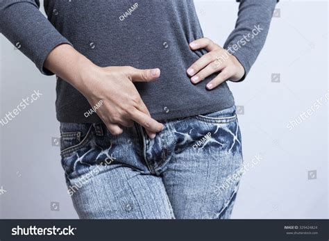 Woman Hands Holding Her Crotch Isolated Stock Photo Shutterstock