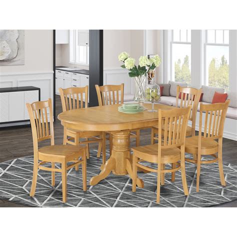 7 Piece Formal Oval Dinette Table With Leaf And 6 Dining Oak 7 Piece