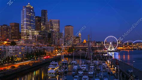 Seattle Waterfront Sunset Time Lapse Stock Video Footage 2286054